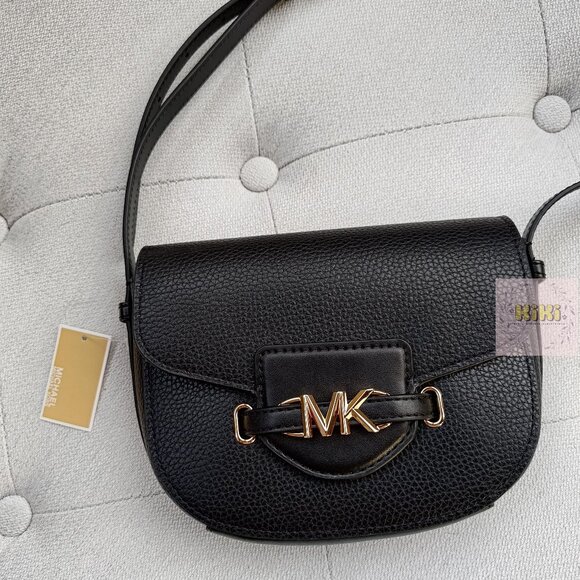 BRAND NEW Michael Kors Reed Small Pebbled Leather Crossbody Bag Black 35F3G6RC1T - Picture 3 of 13